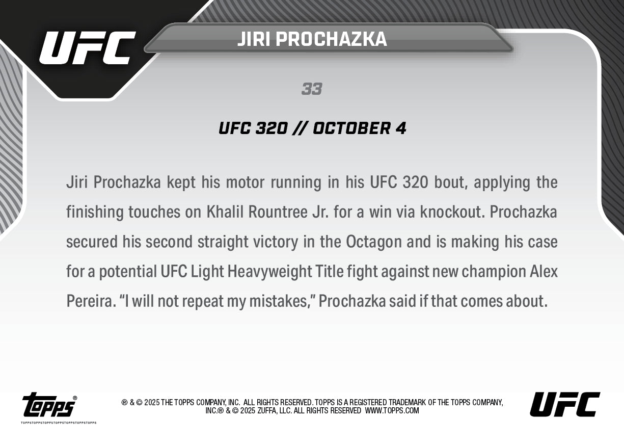 Jiri Prochazka - 2025 UFC Topps NOW® - Card 33