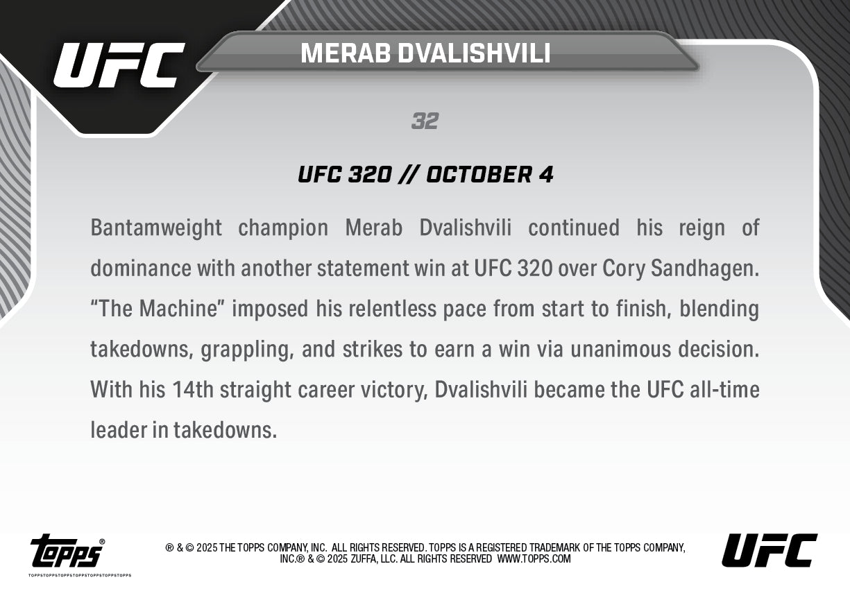 Merab Dvalishvili - 2025 UFC Topps NOW® - Card 32